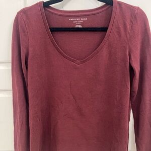 American Eagle Outfitters Maroon Long Sleeve Tee